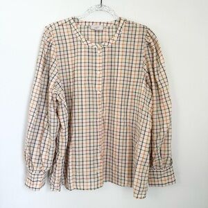 Ann Taylor Loft boho button up blouse Plaid Top NWT Size XL